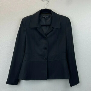 Anne Klein Suit Women's Sz 6 Blazer Three-Button Bal Collared Flare Lined Black